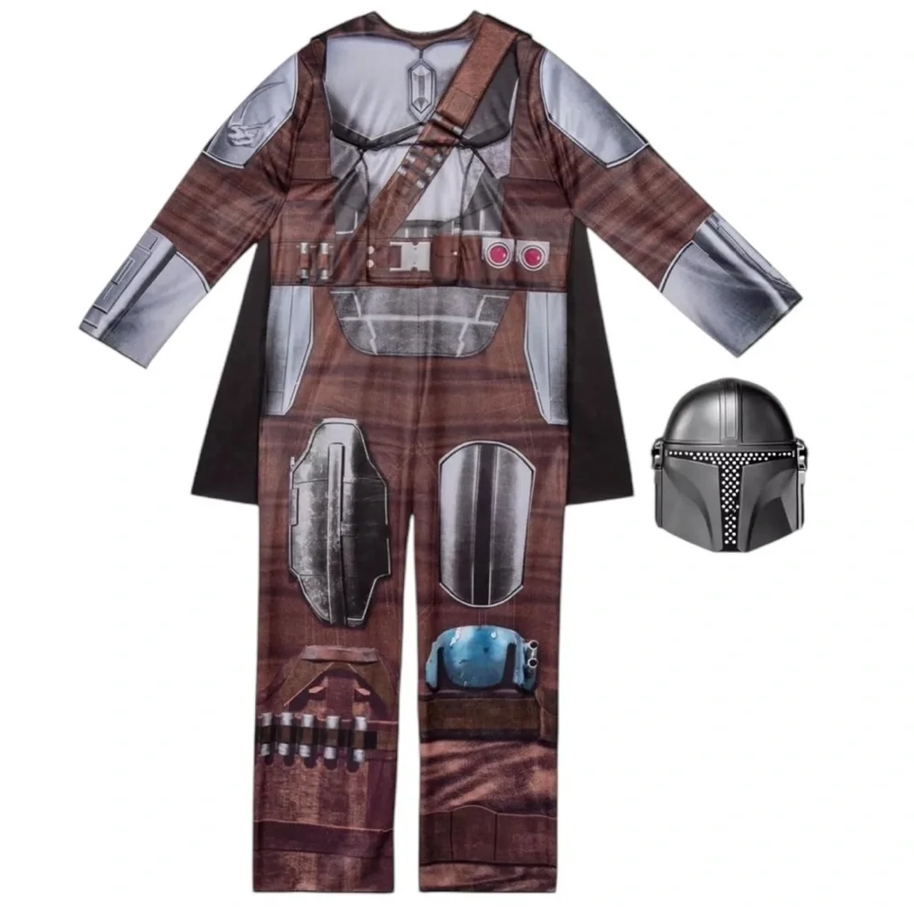 Star Wars Costume The Mandalorian Official Jumpsuit Cape Mask Set Youth 8-10 M